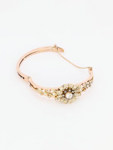 Bracelet Bracelet Napoléon III  fleur mobile or rose diamants taille ancienne 58 Facettes 1085.3