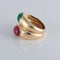 Bague Poiray - Bague Double jonc Emeraude Rubis cabochons 58 Facettes 1