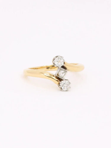 Bague 52 Bague toi et moi or jaune diamants old mine cut 58 Facettes J608