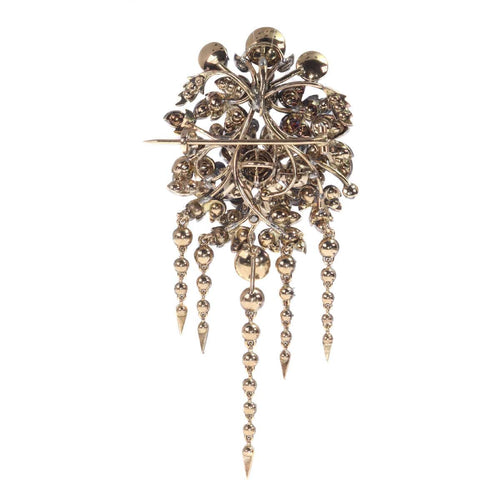 Broche Splendeur florale antique : broche de corsage Trembleuse avec diamants, 1860 58 Facettes 21028-0240