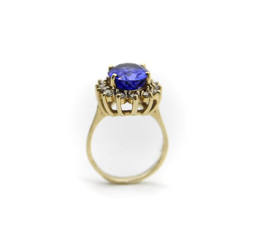 Bague 54 Bague en or tanzanite et halo de diamants par LeVian 58 Facettes
