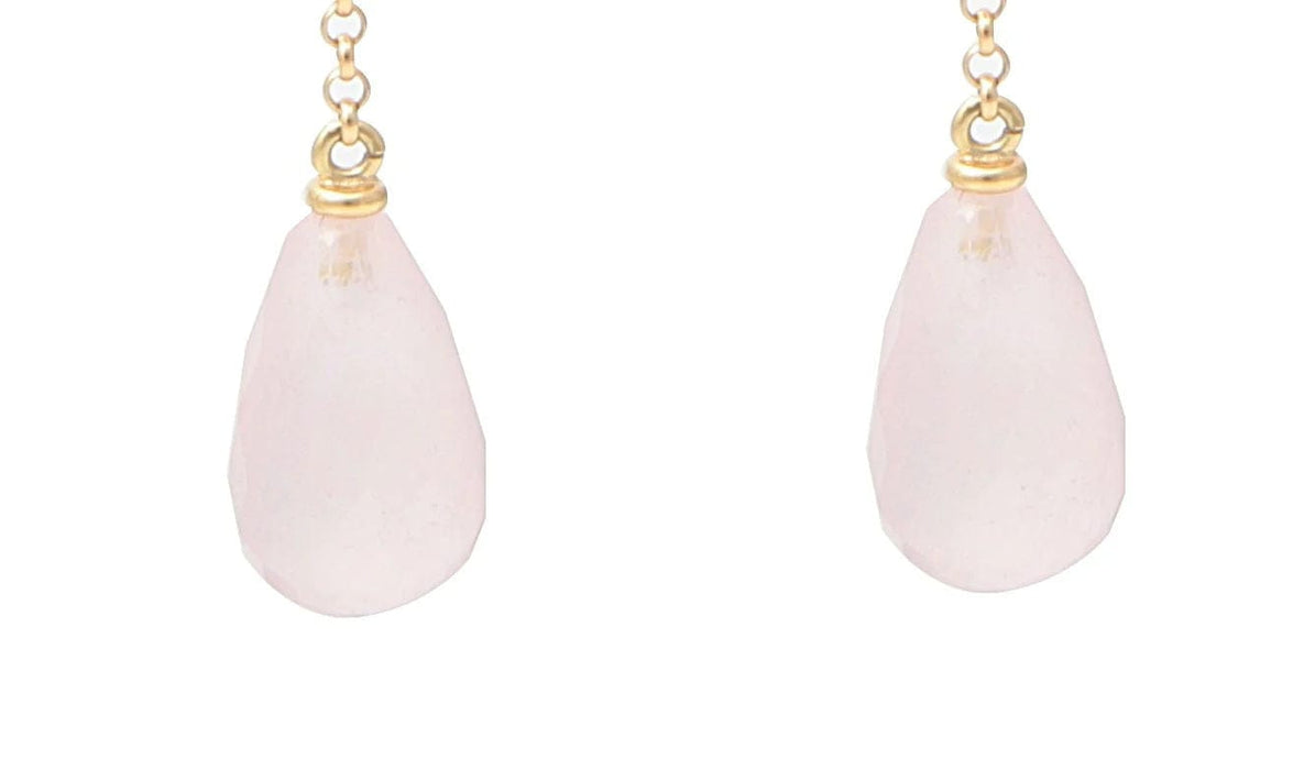 Boucles d'oreilles Boucles d’oreilles gouttes en or jaune et quartz rose 58 Facettes BO77