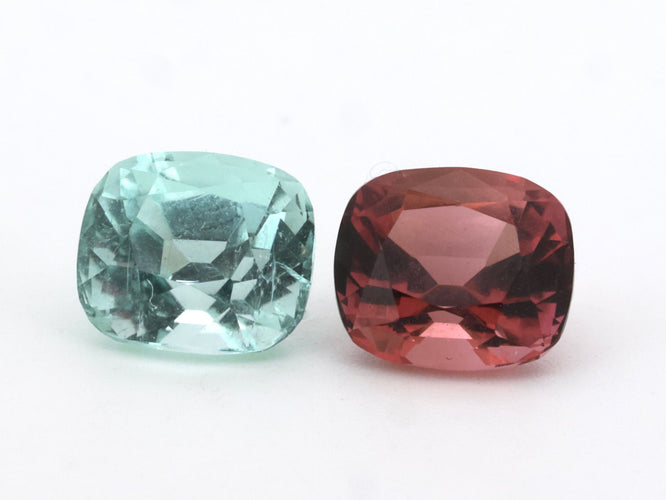 Gemstone Paire de tourmaline bleu lagon et rubellite 3.05cts 58 Facettes 433