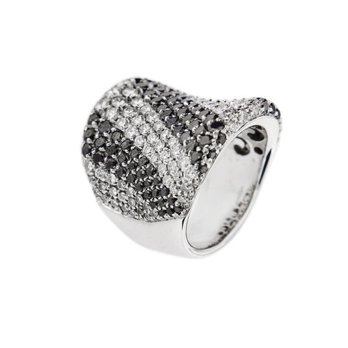 Bague 55 Bague bandeau diamants noirs et blancs 58 Facettes 25639
