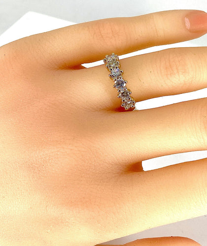 Bague 52 Demi alliance or jaune 6 diamants 58 Facettes AB342