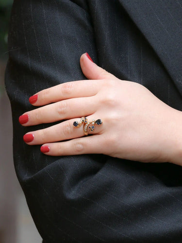 Bague 51 Bague arabesque or diamants saphirs 58 Facettes J152