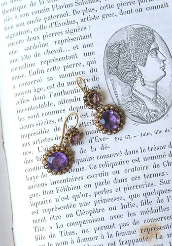 Boucles d'oreilles Boucles d'Oreilles Améthystes et Perles Or Rose 58 Facettes