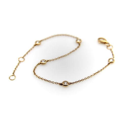 Bracelet vintage en or 18 carats avec diamants au mètre