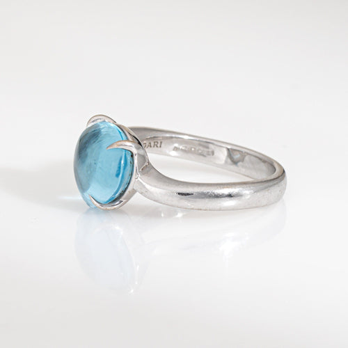 Bague 49 BULGARI - Bague Eden Méditerranée en or blanc et topaze bleue 58 Facettes G13917