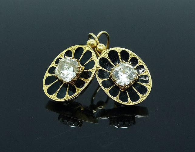 Orecchini Pendenti con Smalti Neri, Impero Austroungarico