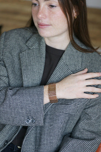 Bracelet Bracelet Ruban Art Déco, Rubis sur Or Rose et Argent 58 Facettes