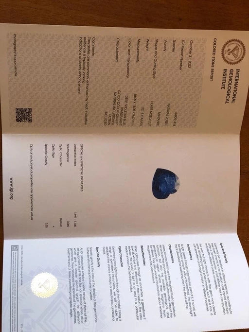 Gemstone Tanzanite 22,18cts certificat IGI 58 Facettes 470