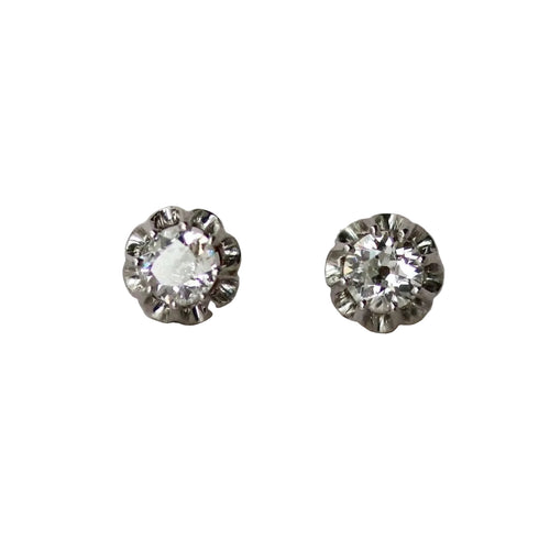 Boucles d'oreilles Paire de Puces d'Oreilles Anciennes Or blanc Diamants 58 Facettes A11533