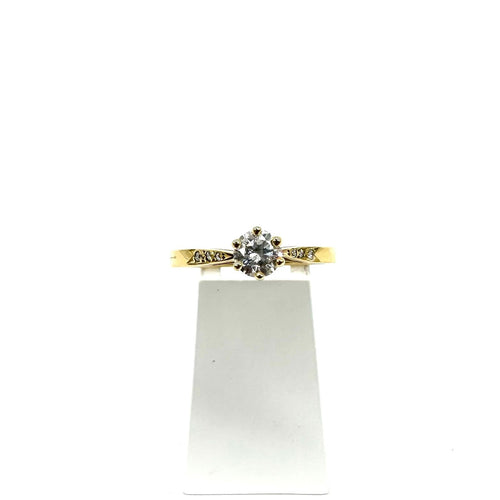 Bague 59 Bague solitaire accompagnée or jaune et diamants 58 Facettes Z15B51484