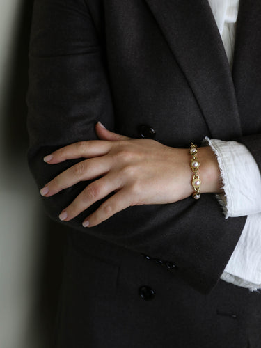 Bracelet Bracelet chaine vintage or jaune perles Akoya 58 Facettes 1204.5