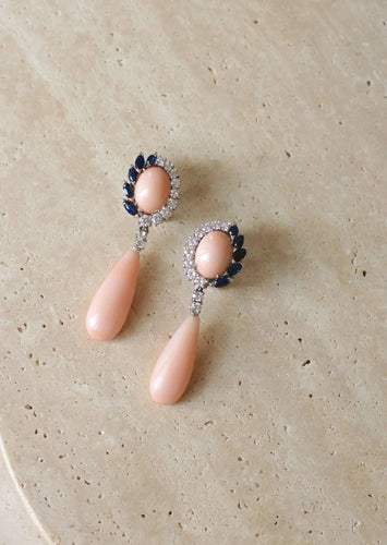 Boucles d'oreilles Boucles d'oreilles or blanc diamants et saphirs 58 Facettes