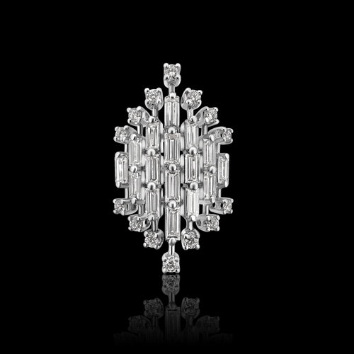 Bague en platine et diamants style milieu du siècle