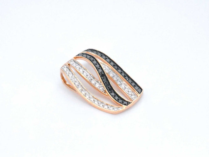 Pendentif Pendentif design en or rose avec diamants brillants blancs et noirs 58 Facettes 2245