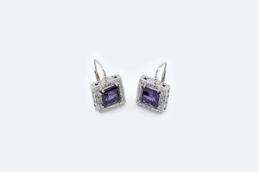 Boucles d'oreilles Boucles d'oreilles en or blanc avec améthystes 58 Facettes ORC189