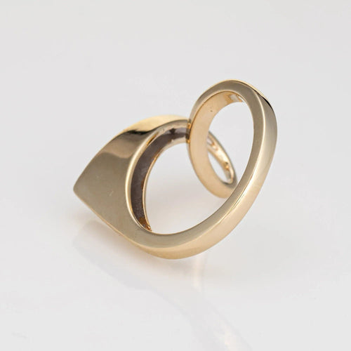 Bague Bague ruban vintage en or jaune 14 carats sertie de diamants, taille 5,5, style abstrait, bijou fin 58 Facettes G12885