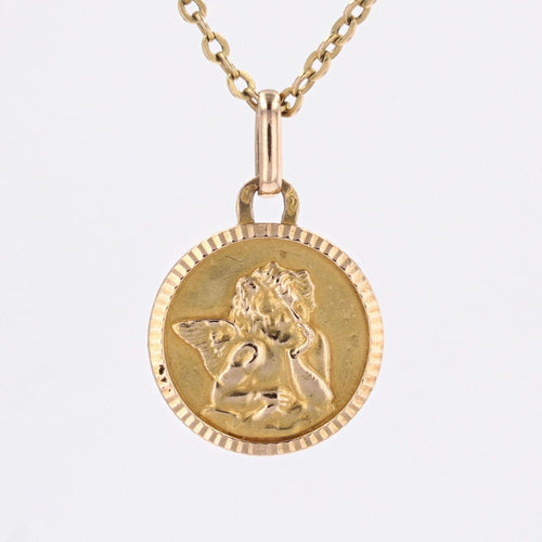 Pendentif Médaille angelot or rose 58 Facettes CVP116