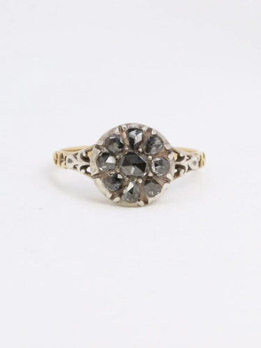 Bague 57 Bague marguerite ancienne diamants taille rose 58 Facettes J306