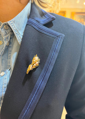 Broche Broche Algue Gilbert Albert Diamants Perles Or Jaune 18 Carats 58 Facettes BS161