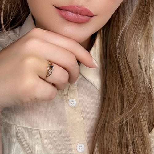 Bague 54 Solitaire Or Jaune 18 k & Topaze 58 Facettes 47-GS37208-1