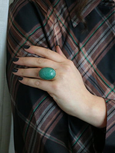 Bague 53 Bague cocktail vintage or jaune amazonite 64 ct 58 Facettes 1087.27