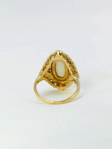 Bague marquise or jaune opale diamants