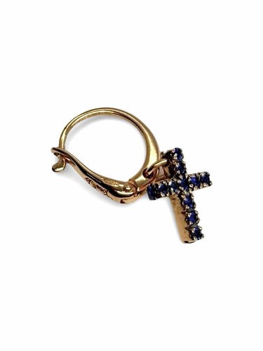 Boucles d'oreilles Boucle d'oreille Croix Pomellato or jaune et saphir 0,18 ct 58 Facettes 991