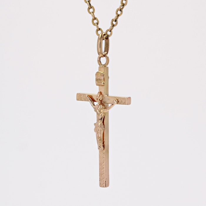 Pendentif Croix or rose avec Christ 58 Facettes CVP106