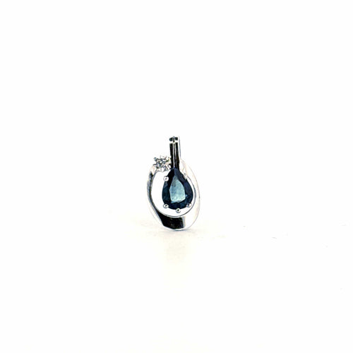 Pendentif Or Blanc, Saphir & Diamant