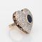 Bague 1960s Huge Heart Ring 2.50ct Pave Diamond Sapphire 18k Yellow Gold Sz 8 58 Facettes G12439