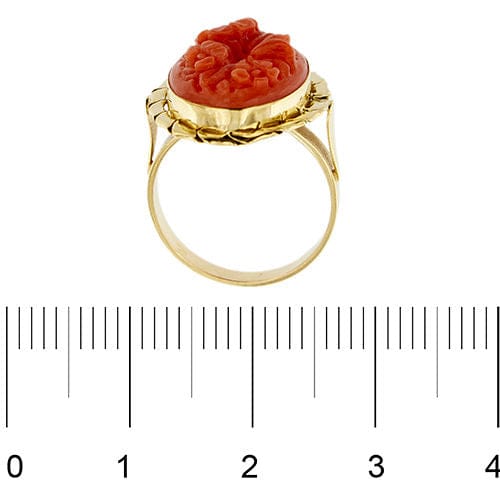 Bague 53 Bague camée en or jaune avec corail 58 Facettes 39794