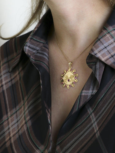 Pendentif Pendentif or jaune rubis "Il bat pour toi" grand modèle 58 Facettes 1190.4