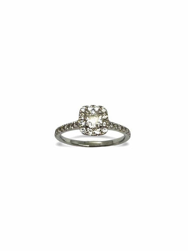 Bague 51 Solitaire or blanc et diamant coussin 0,66 ct 58 Facettes 00061701