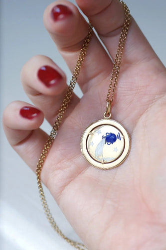Pendentif Pendentif médaille astrologique Verseau, or et émail 58 Facettes