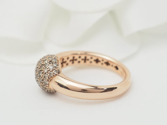 Bague 48 Bague boule en or rose et diamants cognac 58 Facettes 33256
