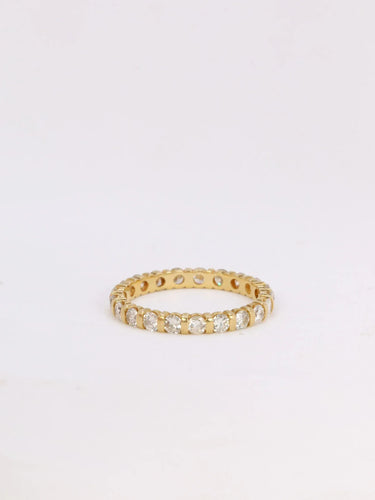 Bague 55 Alliance américaine or jaune diamants 1,2 carats 58 Facettes J44