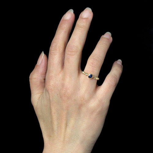 Bague 54 Anneau or jaune saphir diamants 58 Facettes CV139