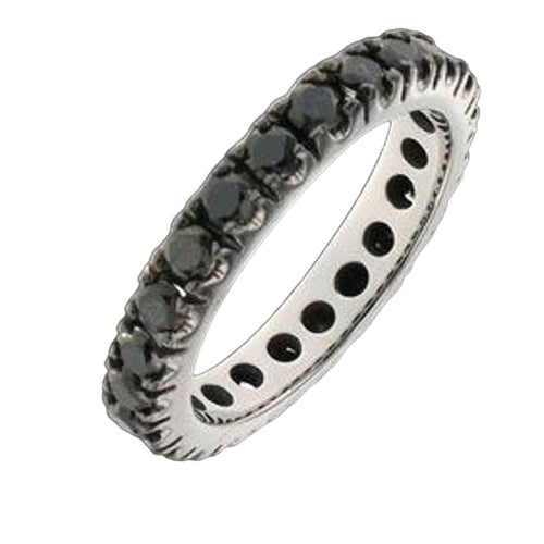 Bague 52 Bague Eternity en or blanc, diamants noirs naturels 58 Facettes AG-200B217/NE