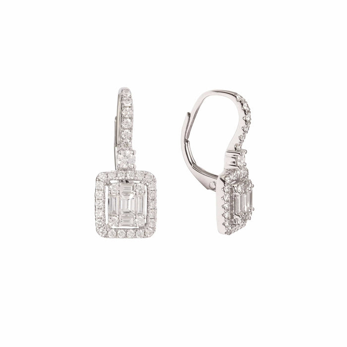 Boucles d'oreilles Boucles d’oreilles dormeuses diamants or gris 58 Facettes BO236