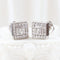 Boucles d'oreilles Boucles d'oreilles carrées à double halo en or blanc 18 carats et diamants 58 Facettes 135023E