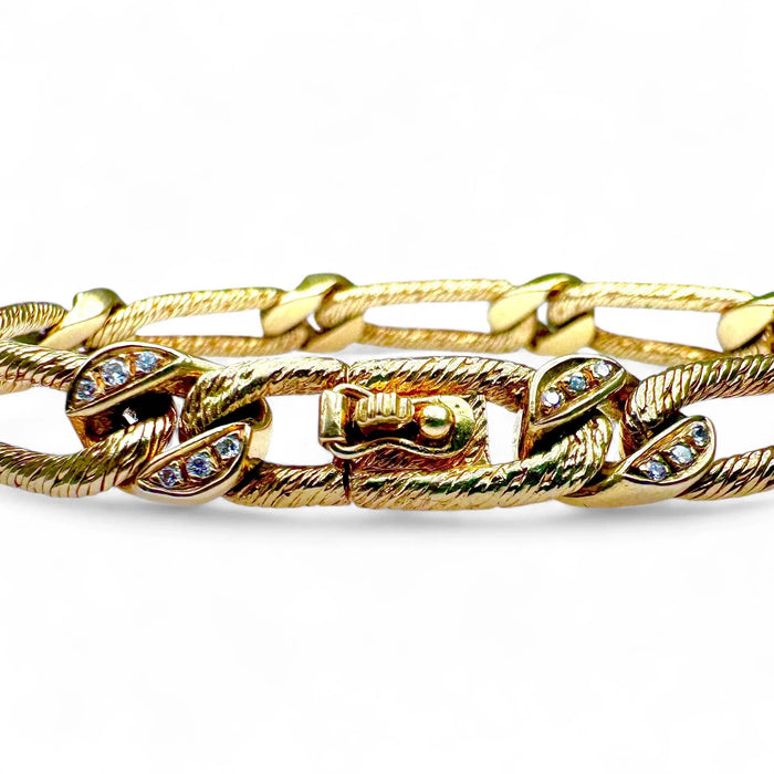 Bracelet Georges LENFANT - Rare Bracelet en or jaune pavé de diamants. 58 Facettes