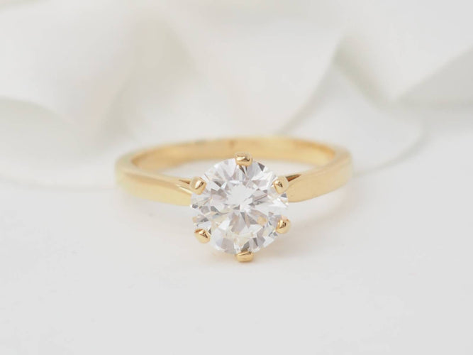 Bague 54 Bague solitaire en or jaune et diamant 1.59ct 58 Facettes 32058