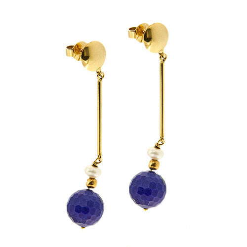 Boucles d'oreilles avec perles et lapis-lazuli