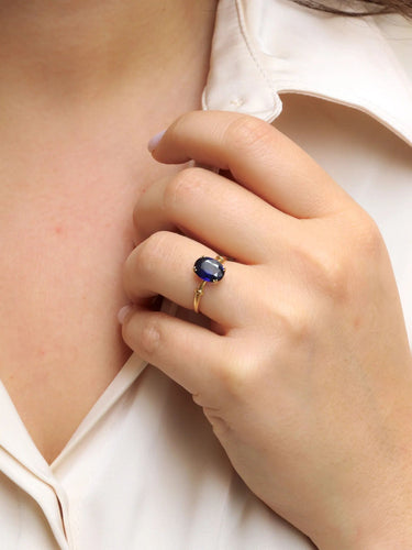 Bague Bague saphir ovale or jaune 58 Facettes J372