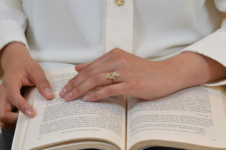 Bague 54.5 Bague ancienne perle fine et diamants 58 Facettes 26925