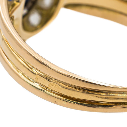 Bague Or jaune, Or blanc Saphir, Diamant